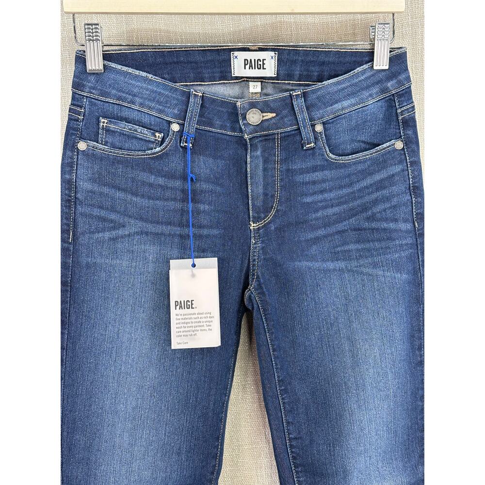 PAIGE Kylie Crop Roll Up Jeans Women's 27 Andrea Wash Mid Rise Skinny Crop Denim - Picture 4 of 16